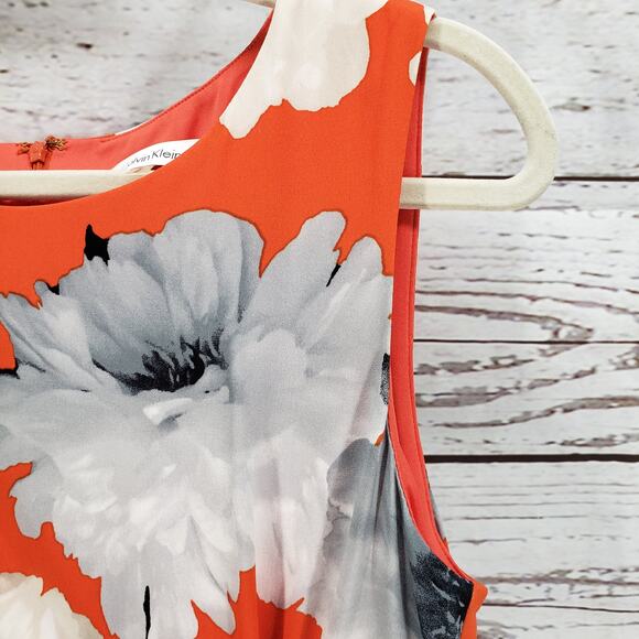 Calvin Klein Women's Floral Ruched Faux Wrap Sleeveless Dress Size Medium - Picture 10 of 14